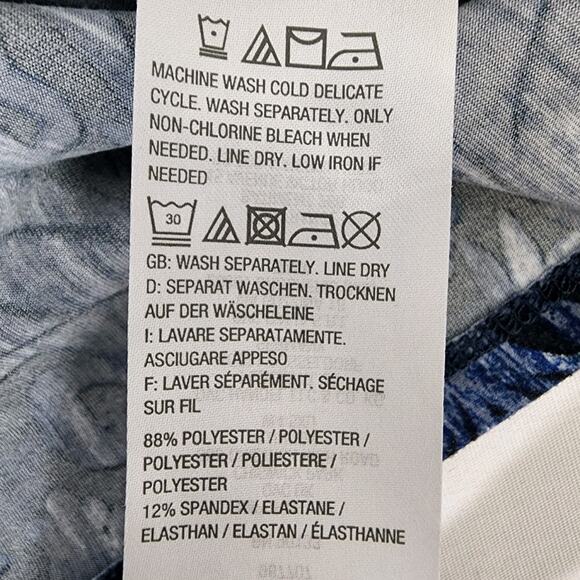 Belle by Kim Gravel Womens Tie Front Print Knit Top Size Large Blue Knit A372048 - Picture 10 of 11